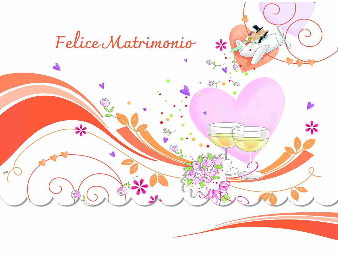 Biglietto auguri con scritta felice matrimonio