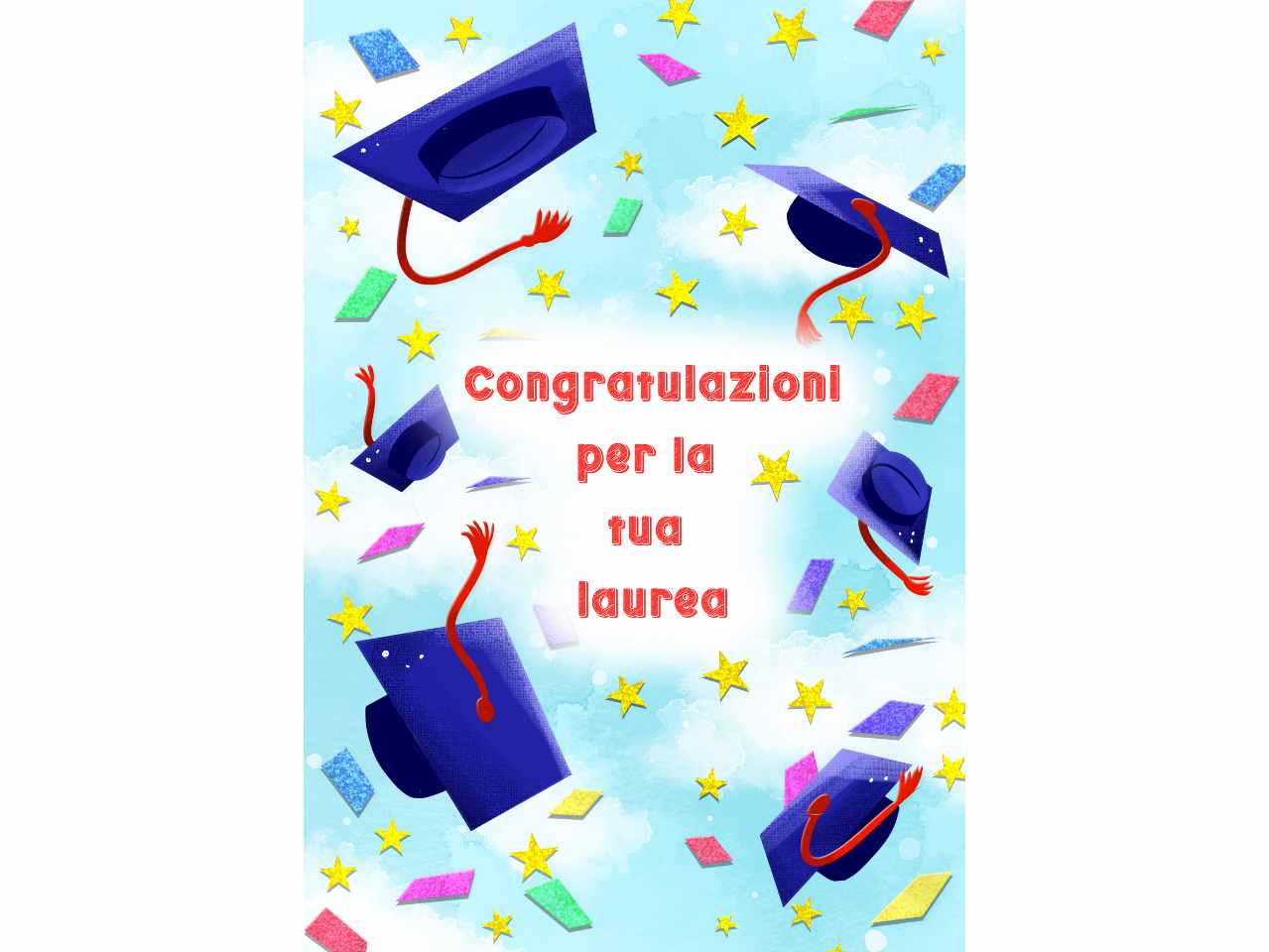 Biglietto auguri per laurea con scritta congratulazioni per la tua laurea