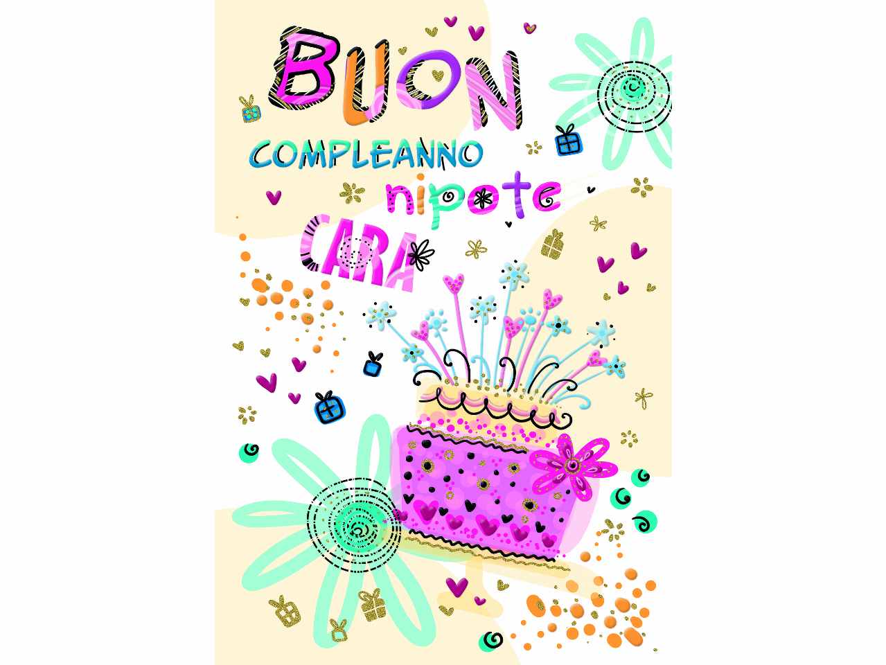 Biglietto auguri buon compleanno con scritta buon compleanno nipote cara