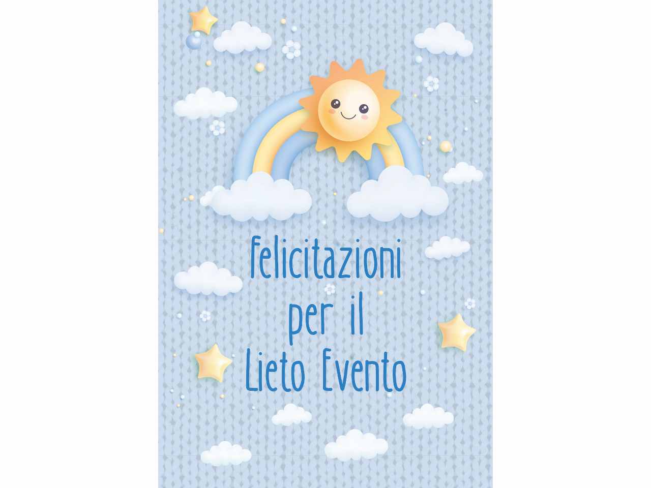 Biglietto auguri per lieto evento colore azzurro
