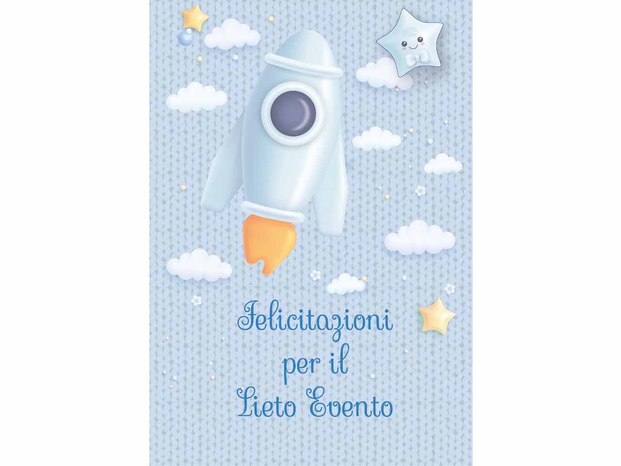 Biglietto auguri per lieto evento colore azzurro