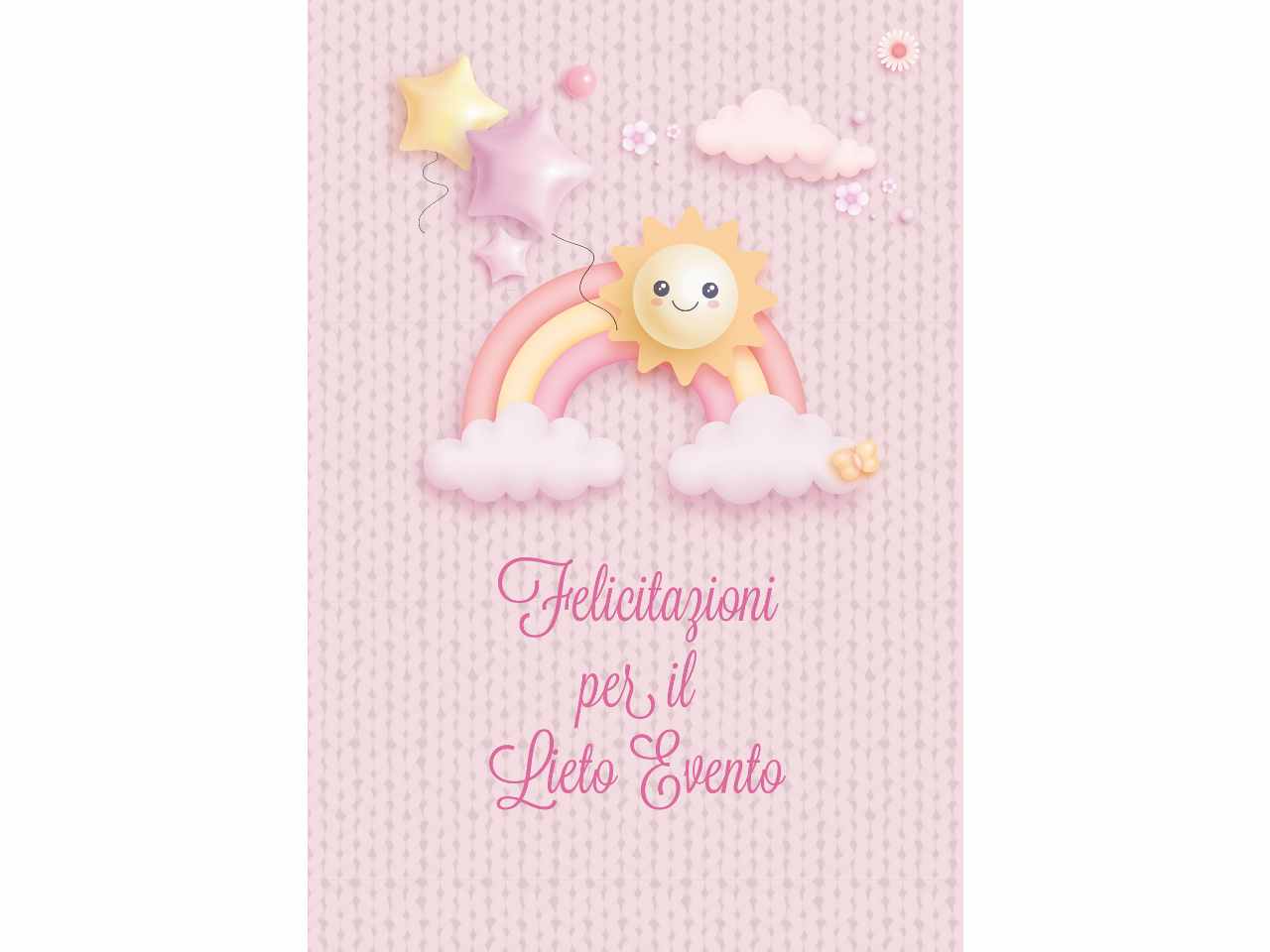 Biglietto auguri per lieto evento colore rosa