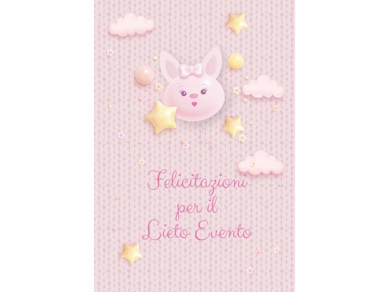 Biglietto auguri per lieto evento colore rosa