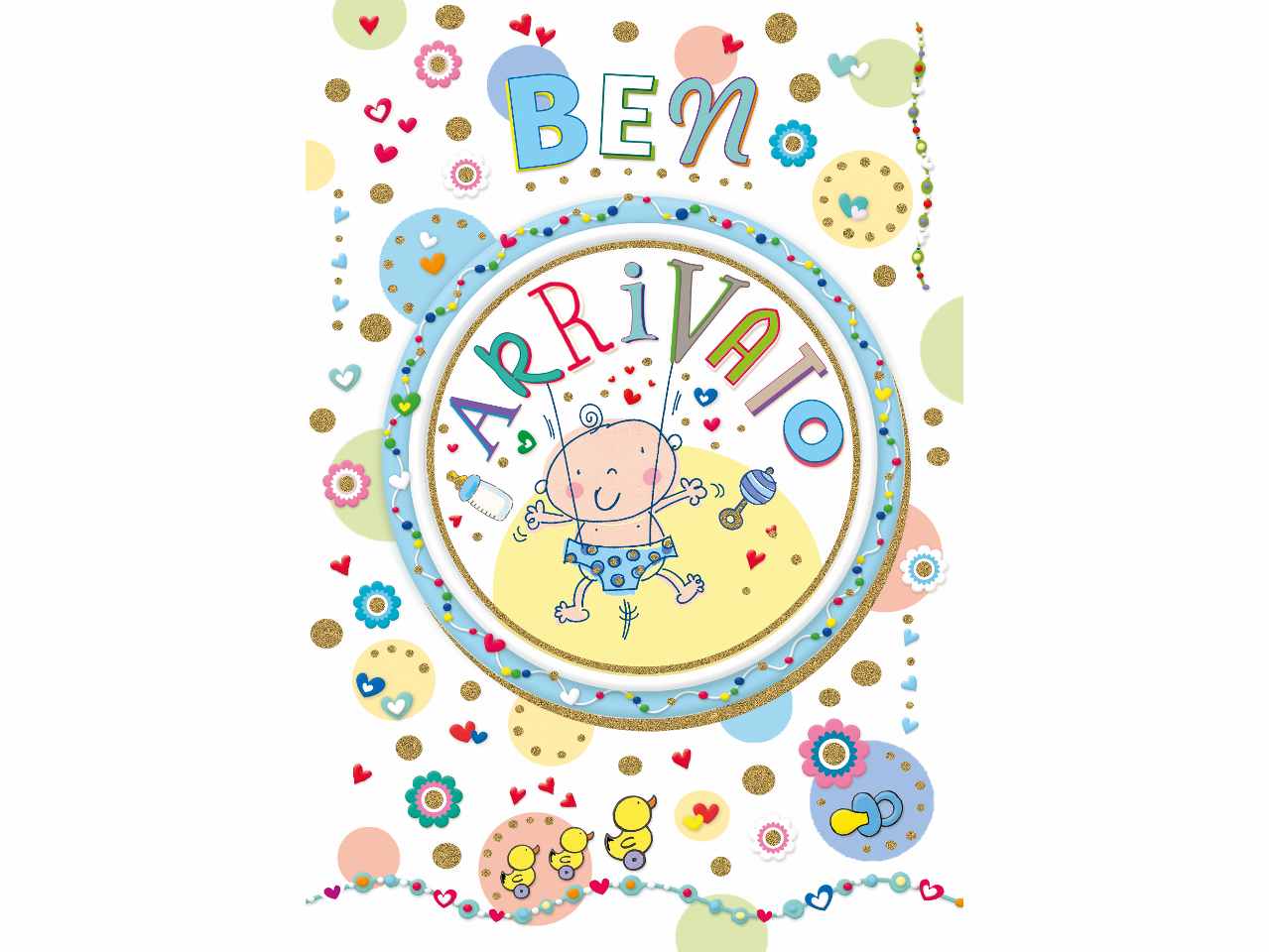 Biglietto auguri per lieto evento colore rosa