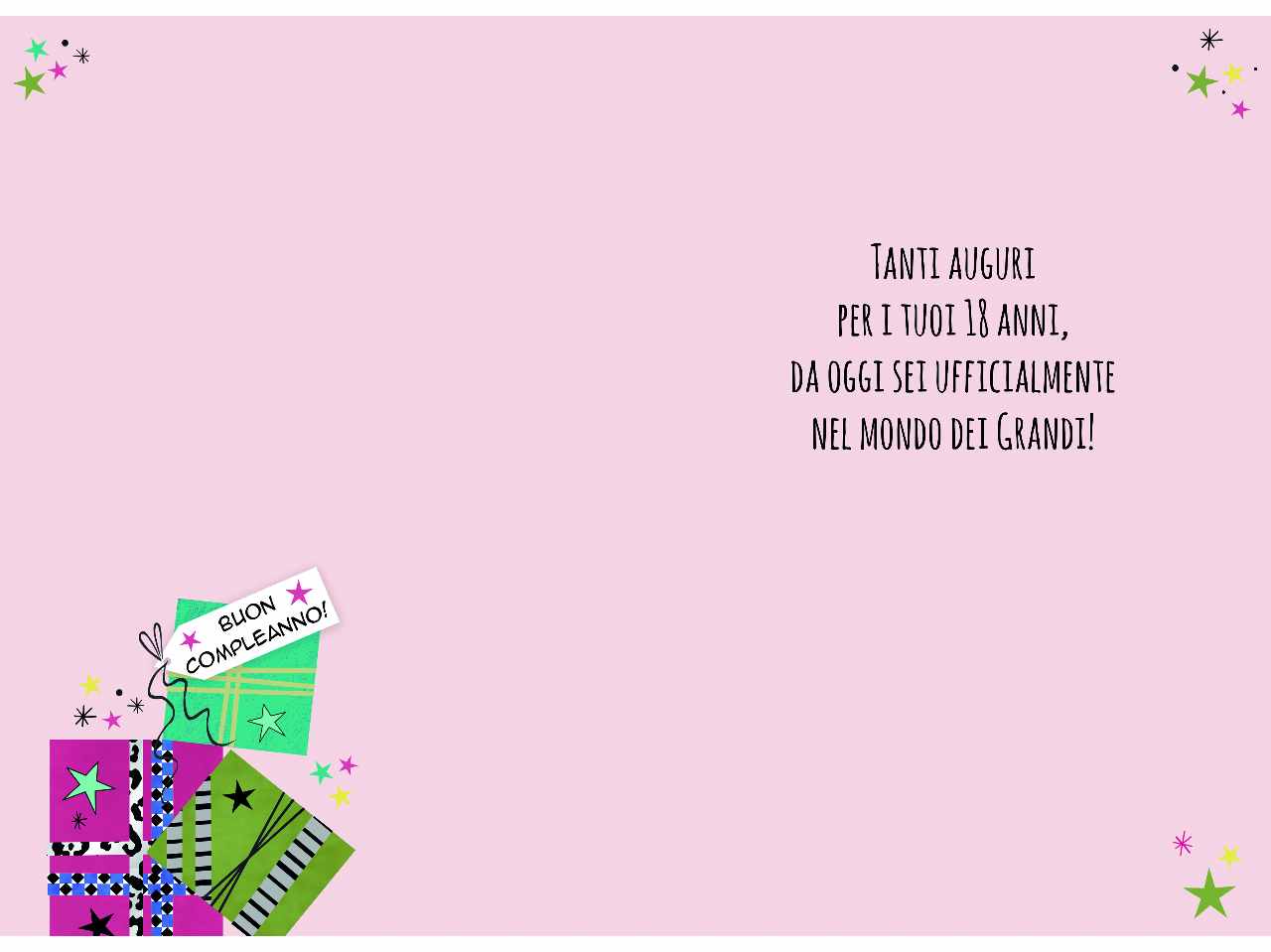 Biglietto auguri buon compleanno con scritta tanti auguri 18