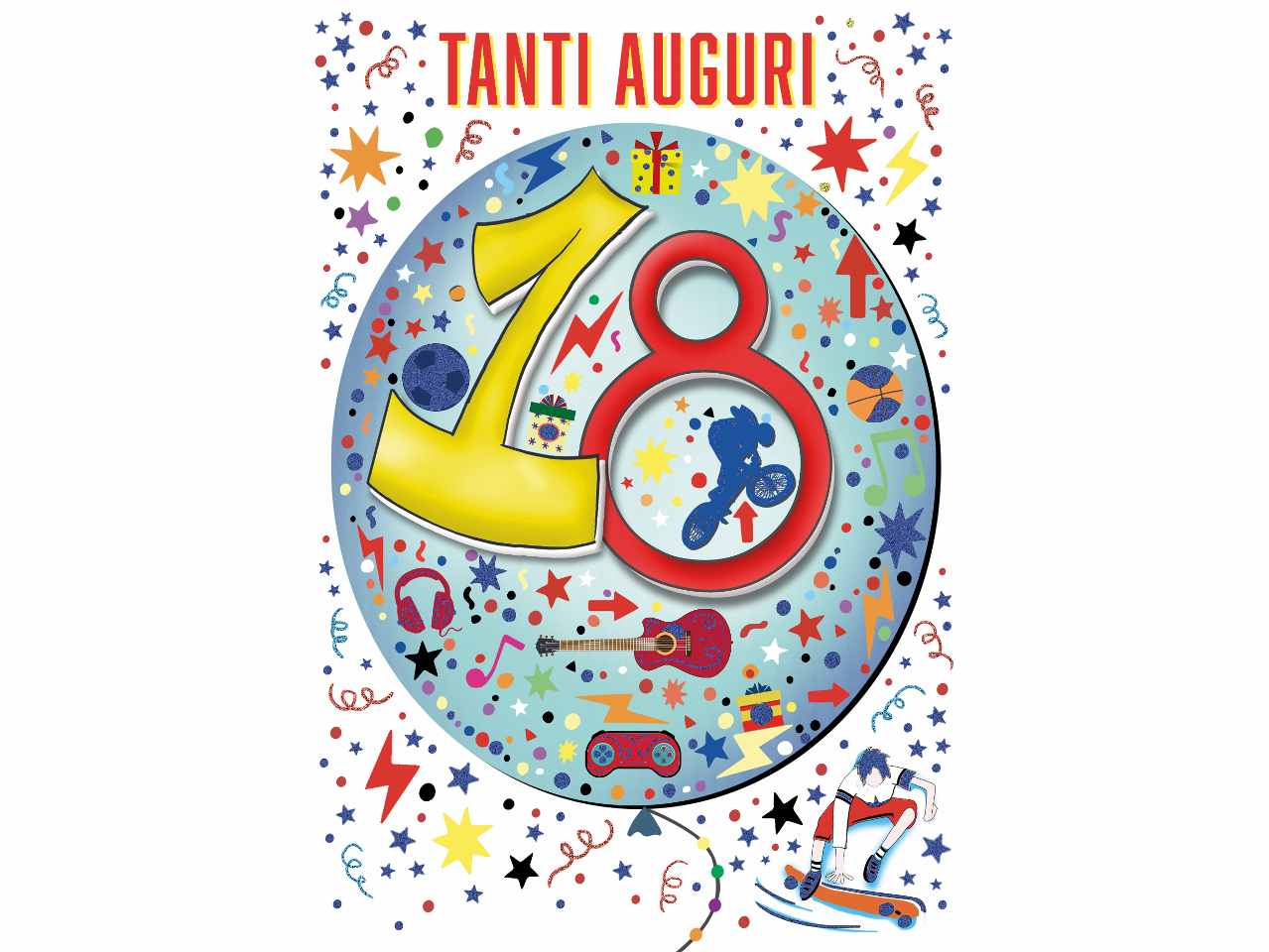 Biglietto auguri buon compleanno con scritta tanti auguri 18
