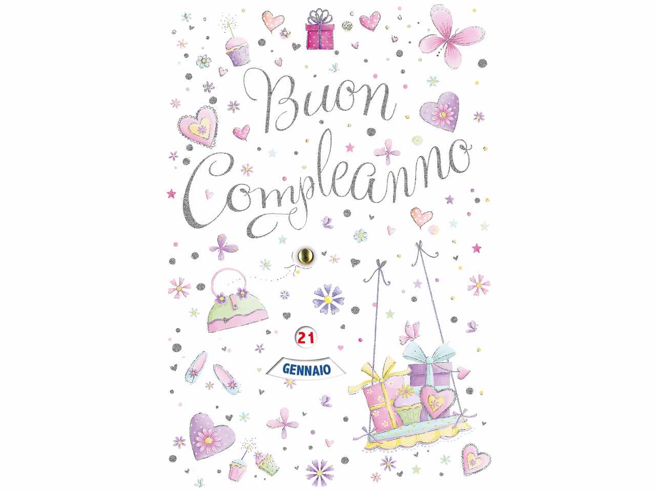 Biglietto auguri buon compleanno con rotella