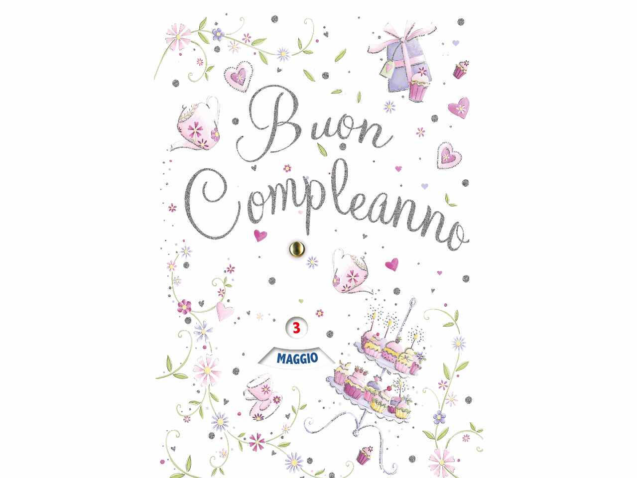 Biglietto auguri buon compleanno con rotella