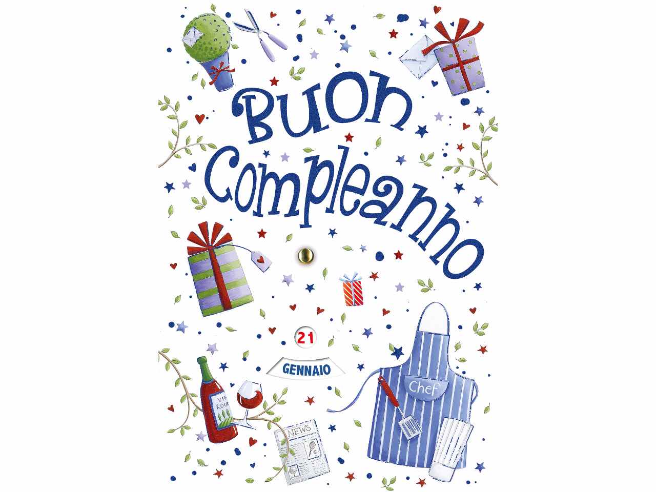 Biglietto auguri buon compleanno con rotella