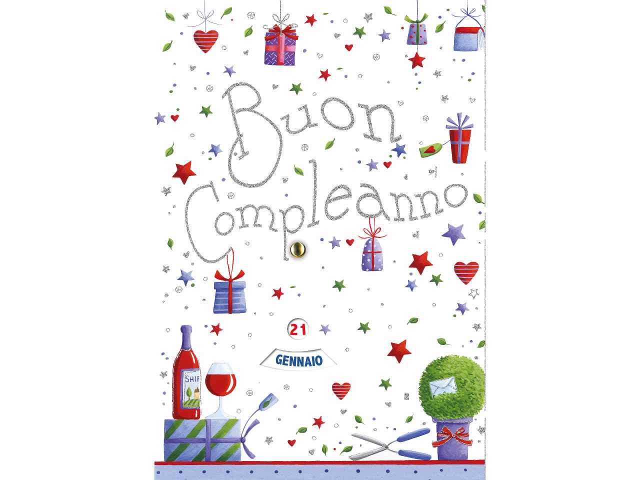 Biglietto auguri buon compleanno con rotella