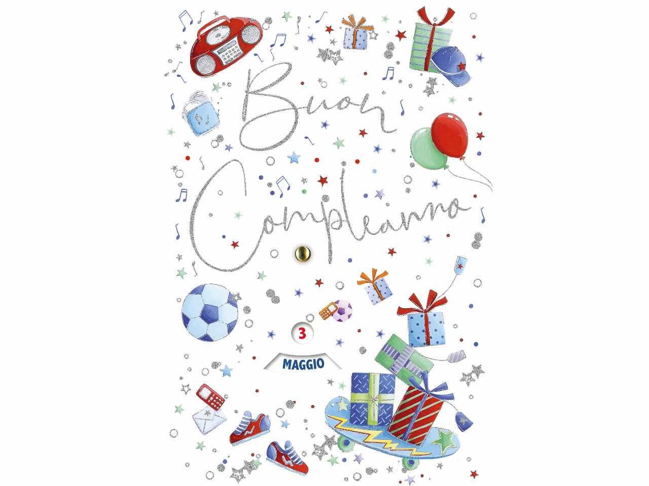 Biglietto auguri buon compleanno con rotella