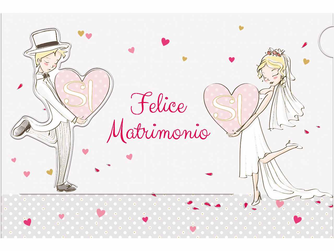 Biglietto auguri con scritta felice matrimonio