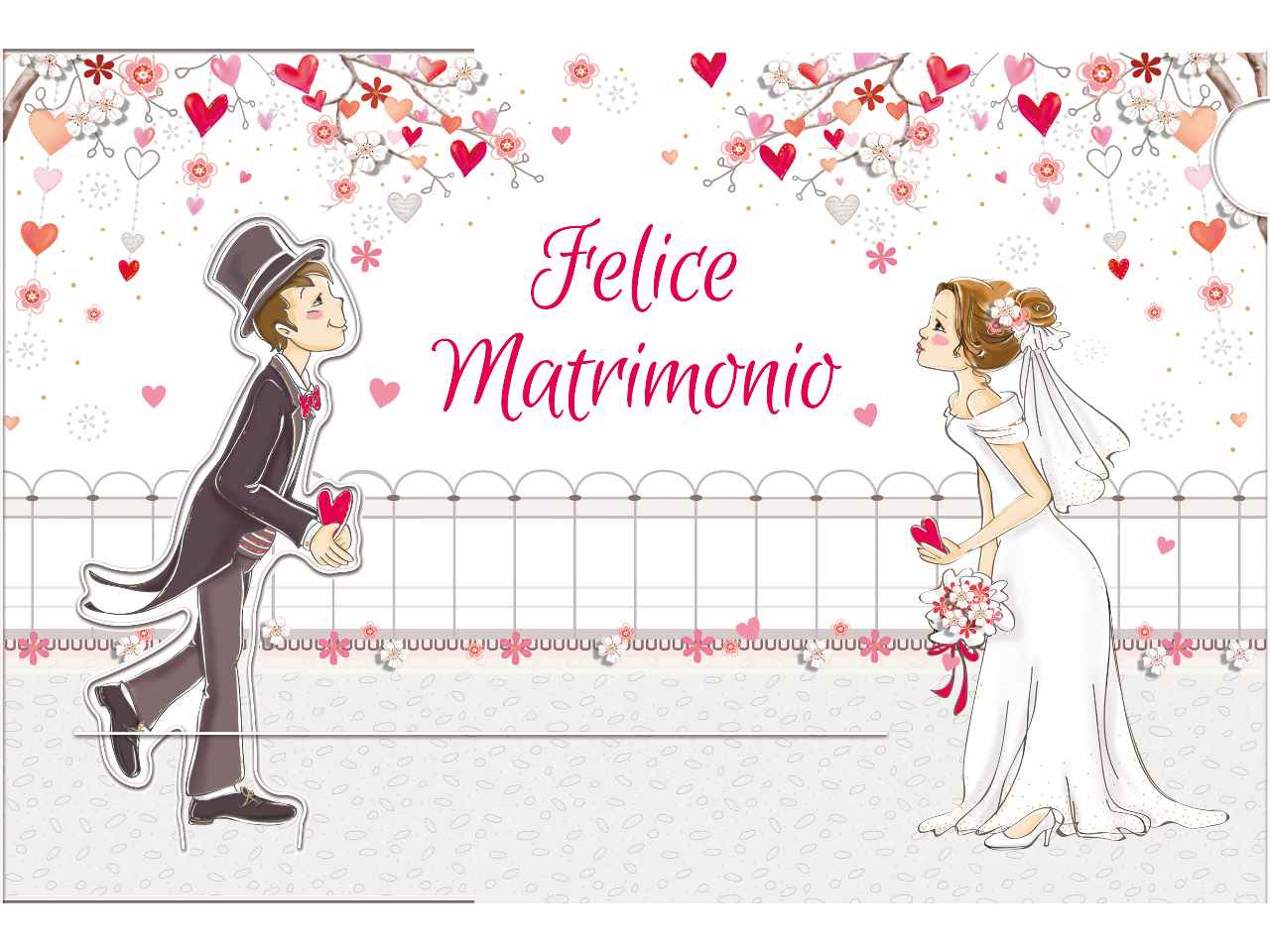 Biglietto auguri con scritta felice matrimonio