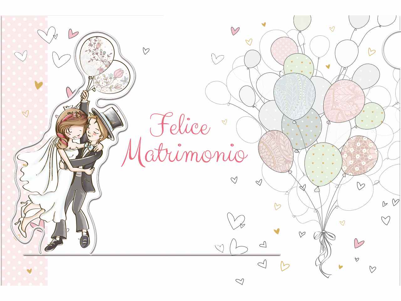 Biglietto auguri con scritta felice matrimonio