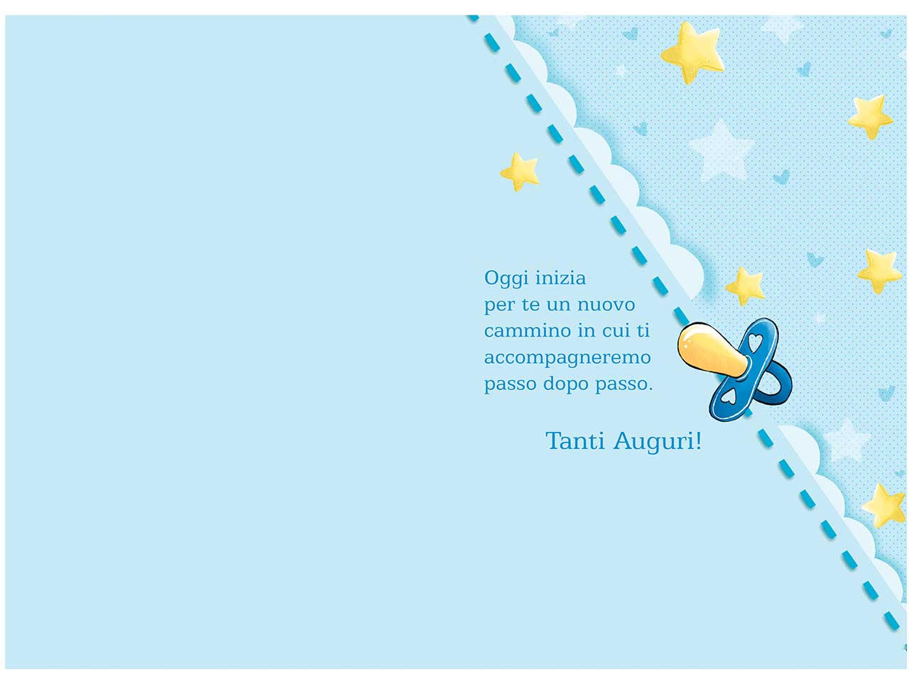 Biglietto auguri battesimo con scritta felicitazioni per il tuo battesimo! colore azzurro