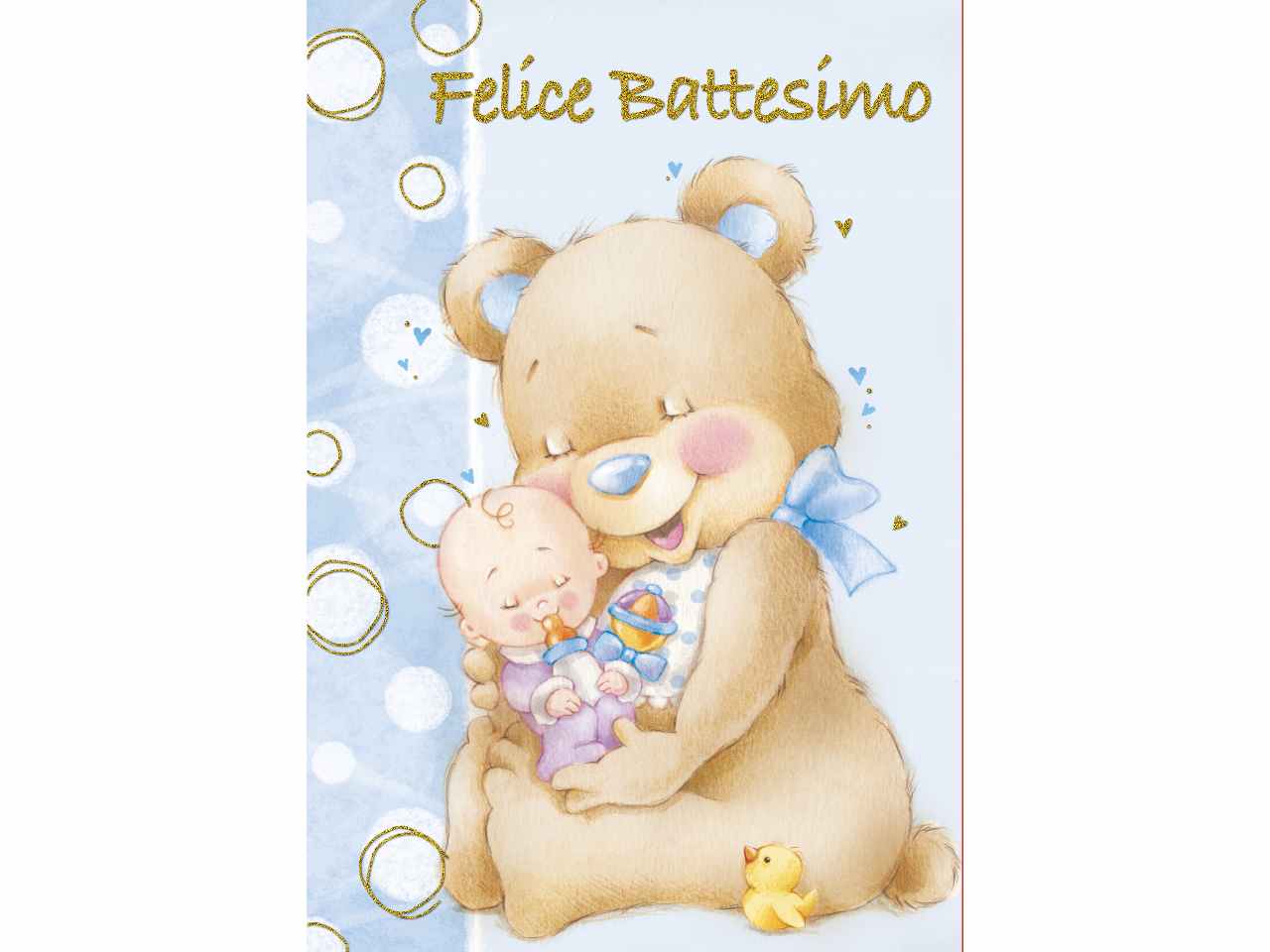 Biglietto auguri battesimo con scritta felice battesimo