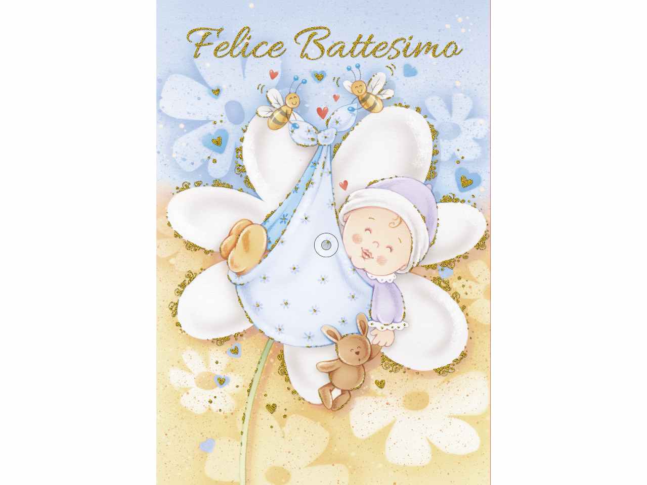 Biglietto auguri battesimo con scritta felice battesimo