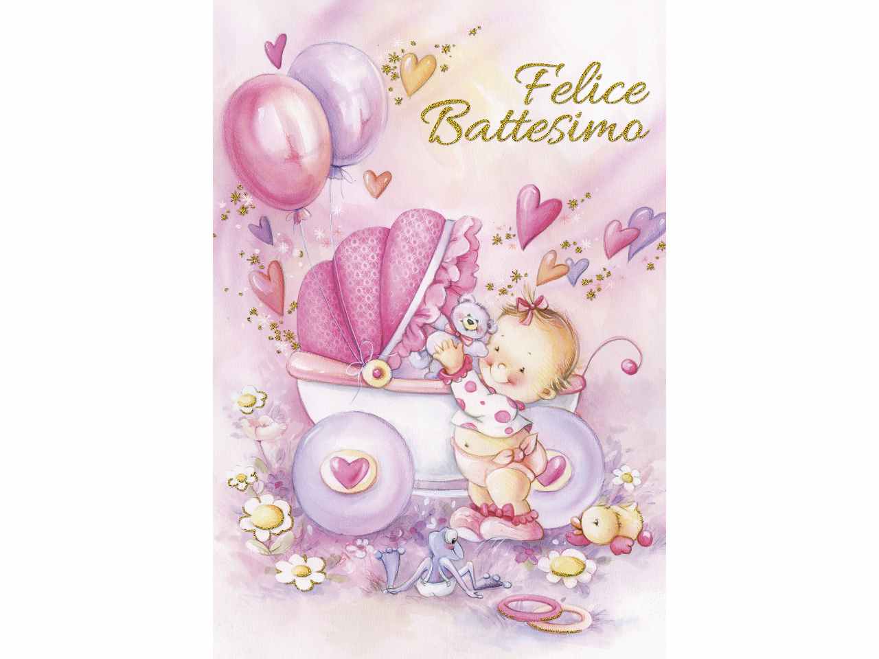 Biglietto auguri battesimo con scritta felice battesimo