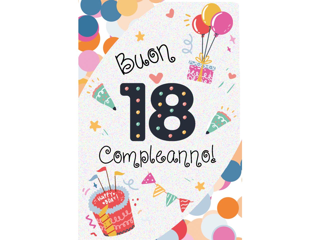 Biglietto auguri buon compleanno per 18 anni con busta