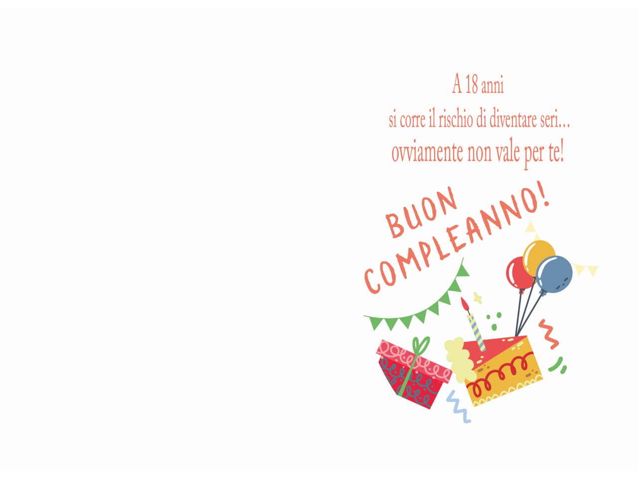 Biglietto auguri buon compleanno per 18 anni con busta