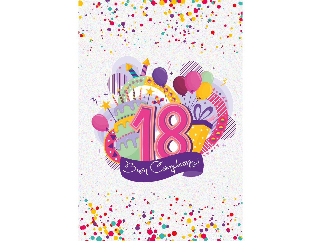 Biglietto auguri buon compleanno per 18 anni con busta