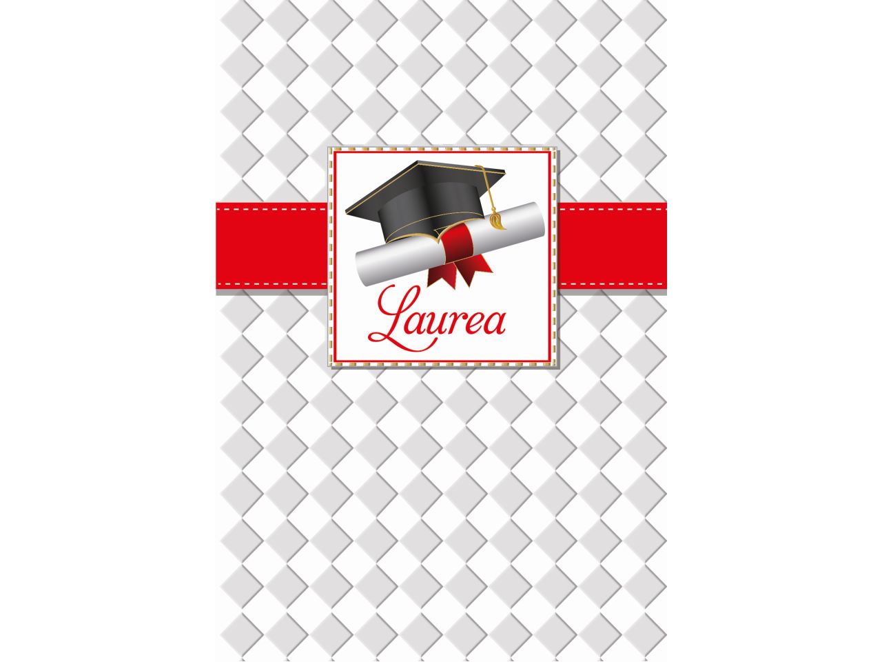 Biglietto auguri per laurea pergamena rosso con busta