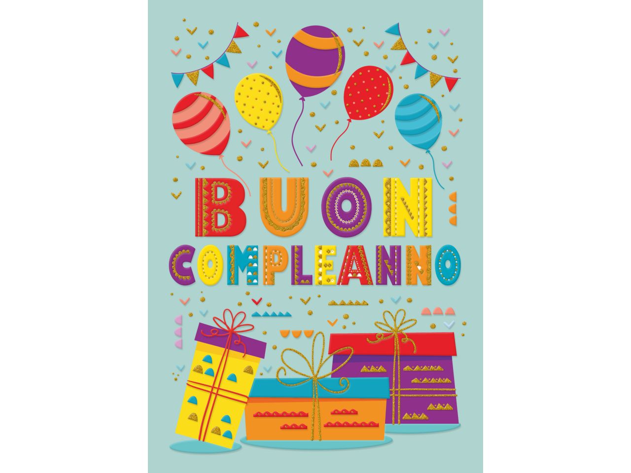 Biglietto auguri buon compleanno fantasia arcobaleno con busta