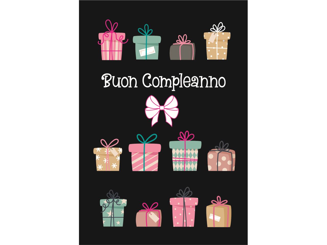 Biglietto compleanno fantasia regali con busta