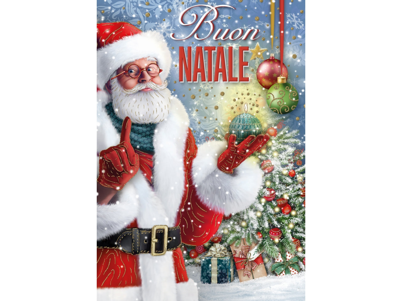 Biglietto babbo natale decoro pallina