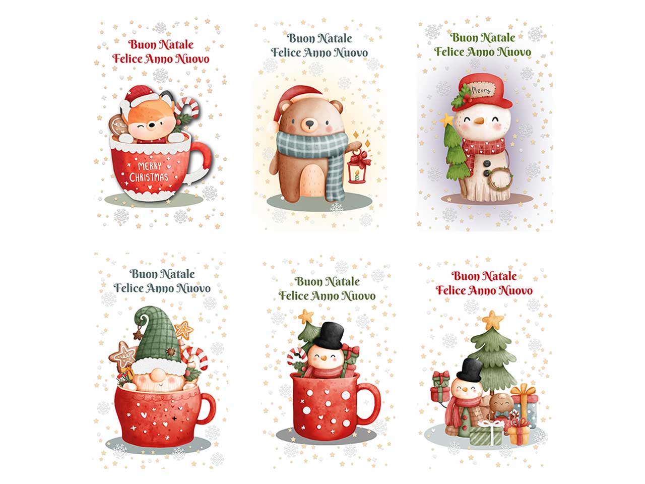 Biglietti buon natale mini - la confezione contiene 6 bigliettini