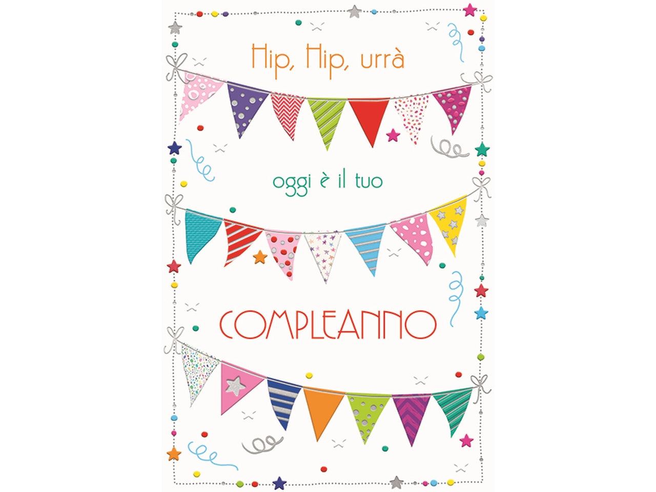 Biglietto buon copleanno festoni