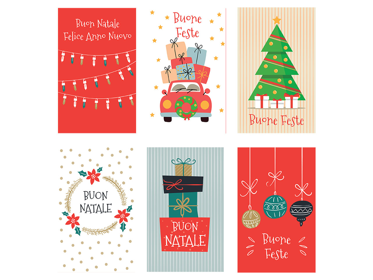 Scatola con 12 mini biglietti buon natale
