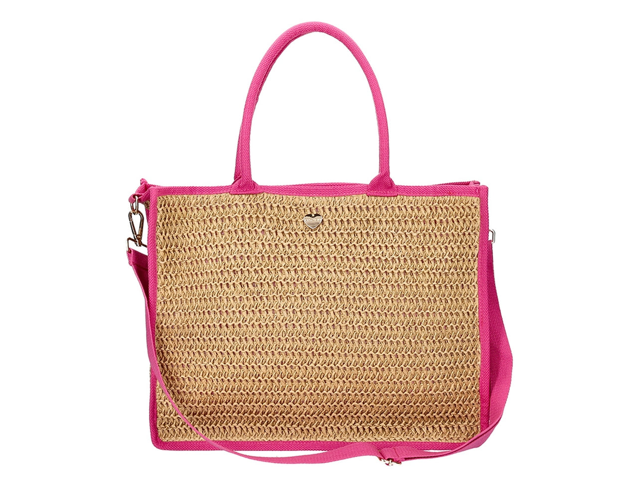 Borsa mare in carta tessile naturale e fucsia 45x35x15 cm - Hat You