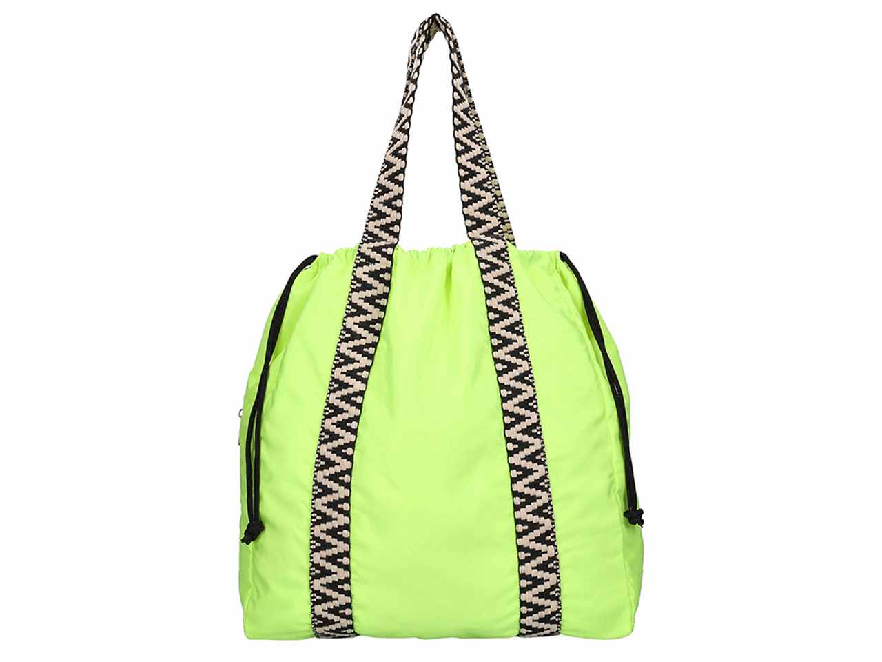 Borsa/zaino con coulisse e nastro fantasia colore giallo 40x43x15cm