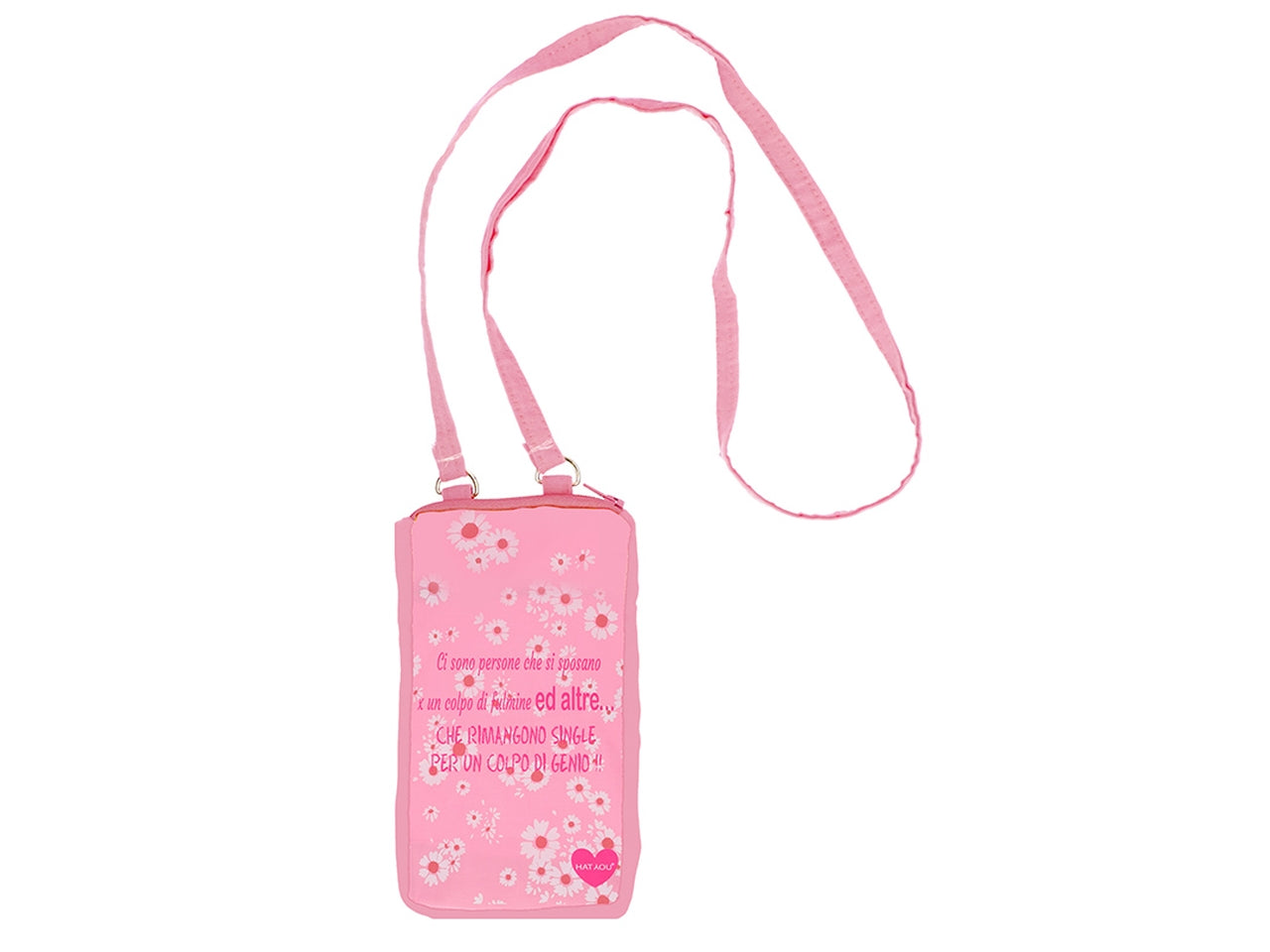 Custodia a tracolla per cellulare con scritte divertenti 18,5x10,5x1,5cm rosa