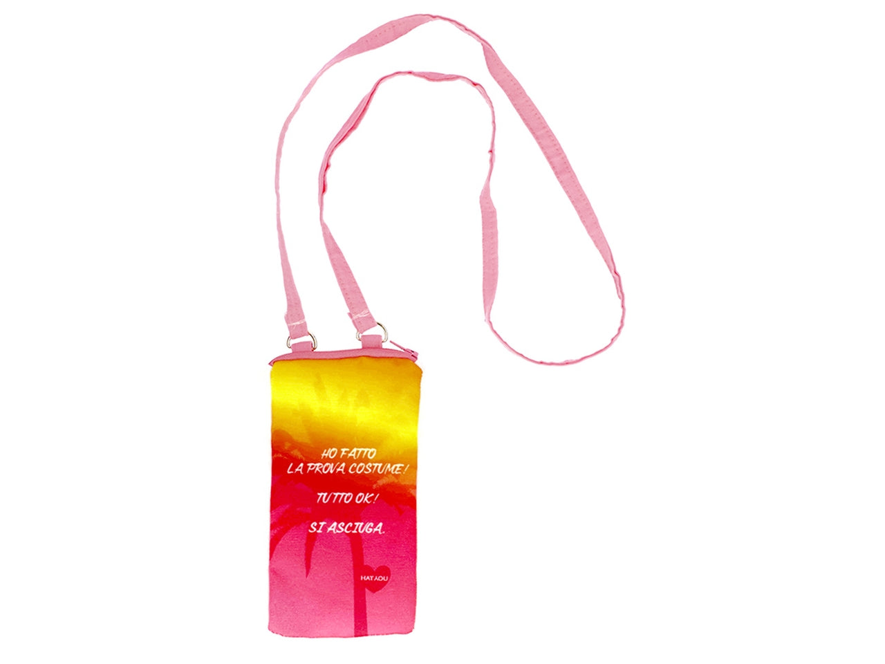 Custodia a tracolla per cellulare con scritte divertenti 18,5x10,5x1,5cm multicolor
