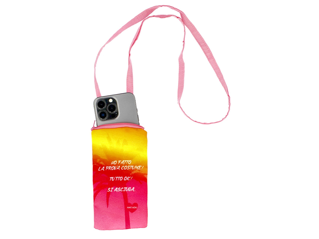Custodia a tracolla per cellulare con scritte divertenti 18,5x10,5x1,5cm multicolor