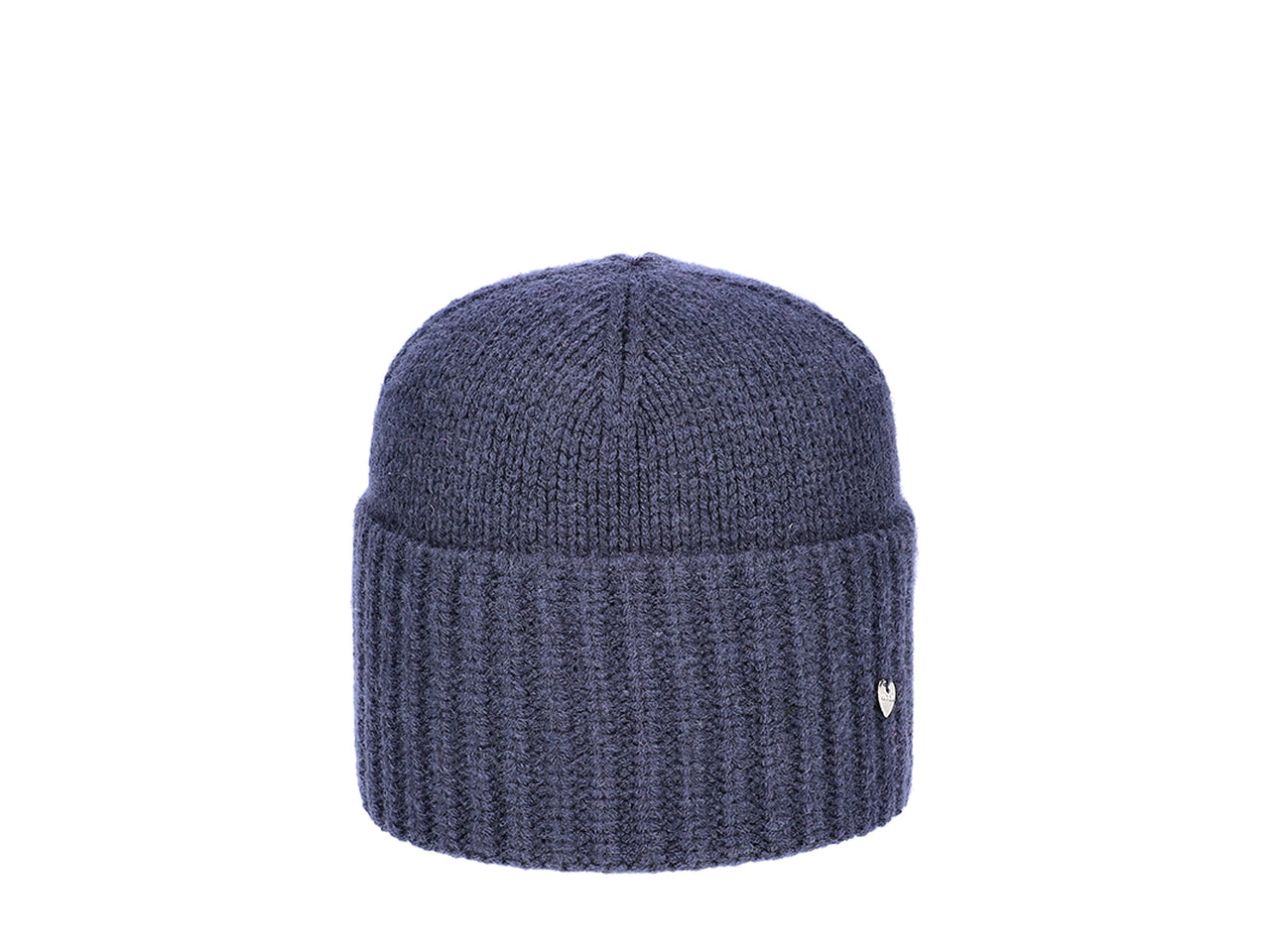 Berretto con maxi risvolto colore blu