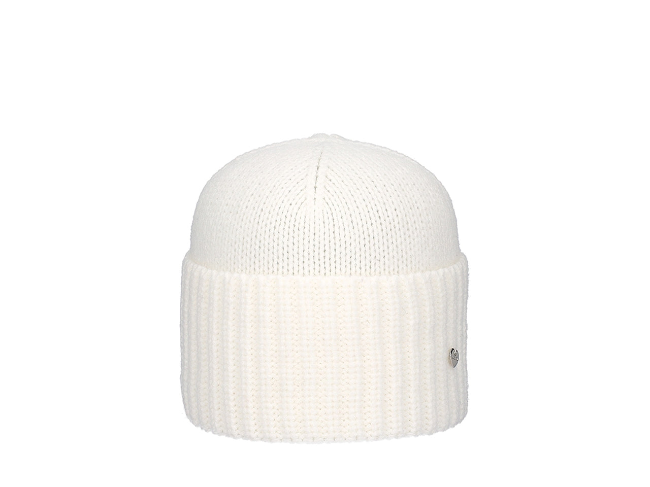 Berretto con maxi risvolto colore panna