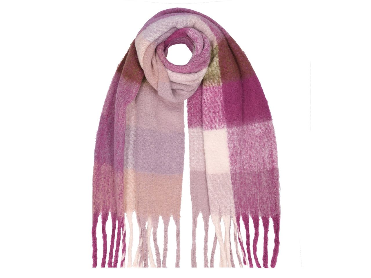 Sciarpa scozzese con frange misura 50x180cm + 15cm colore malva