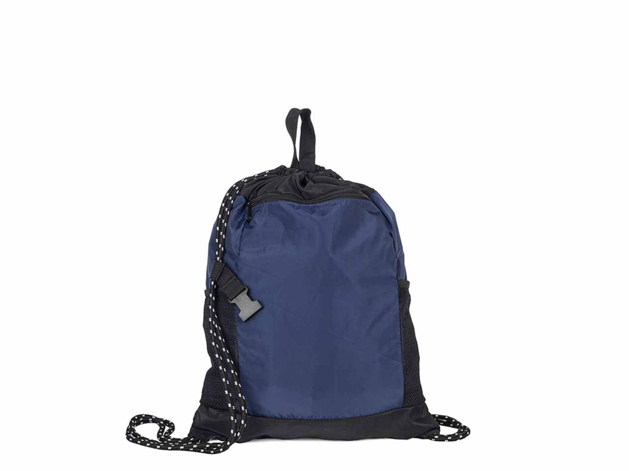 Sacca/zaino bicolore con tasche in rete colore blue 35x45cm