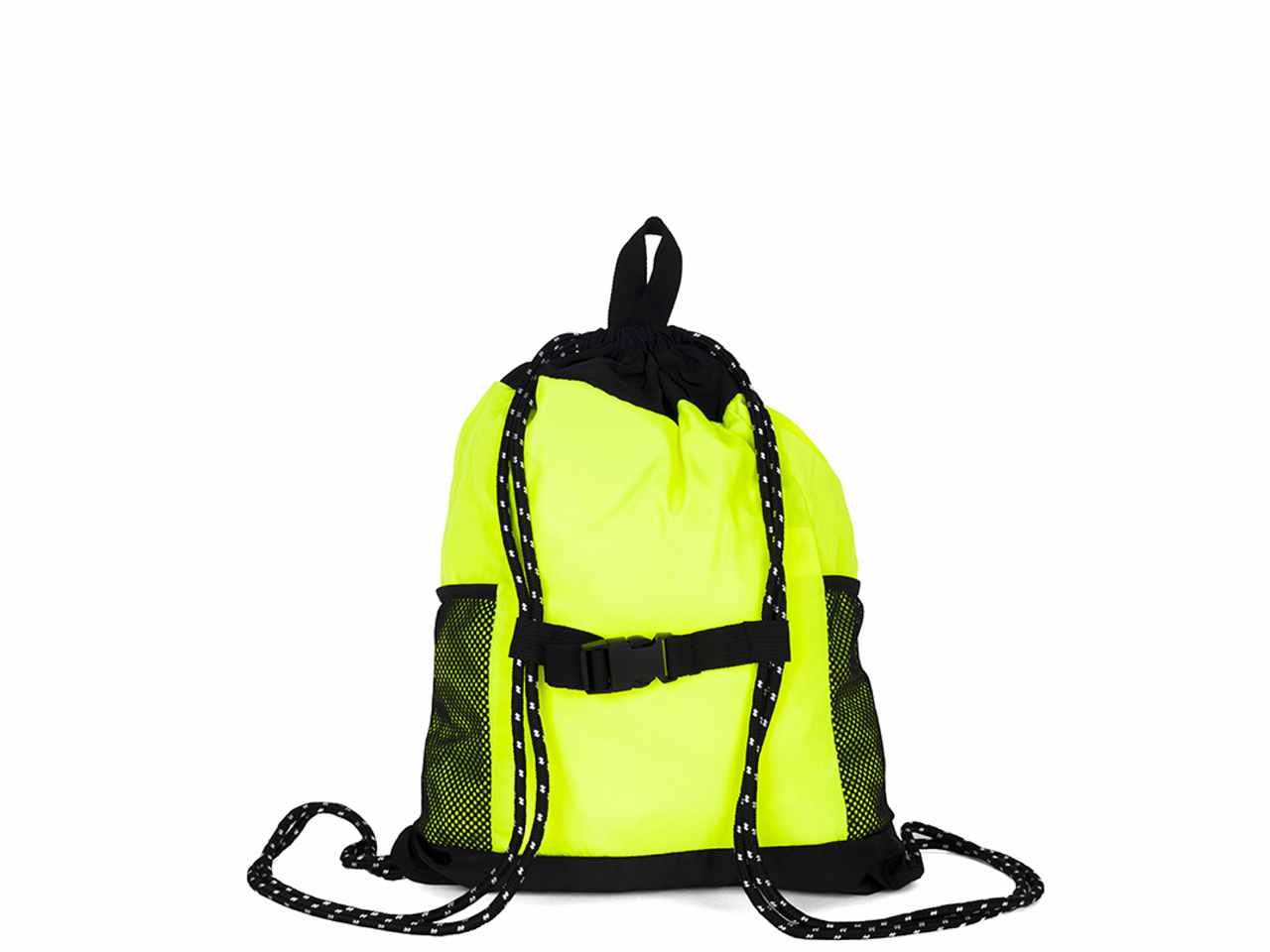 Sacca/zaino bicolore con tasche in rete colore lime 35x45cm