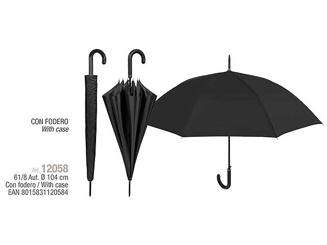 Ombrello uomo 61cm auto nero 12058