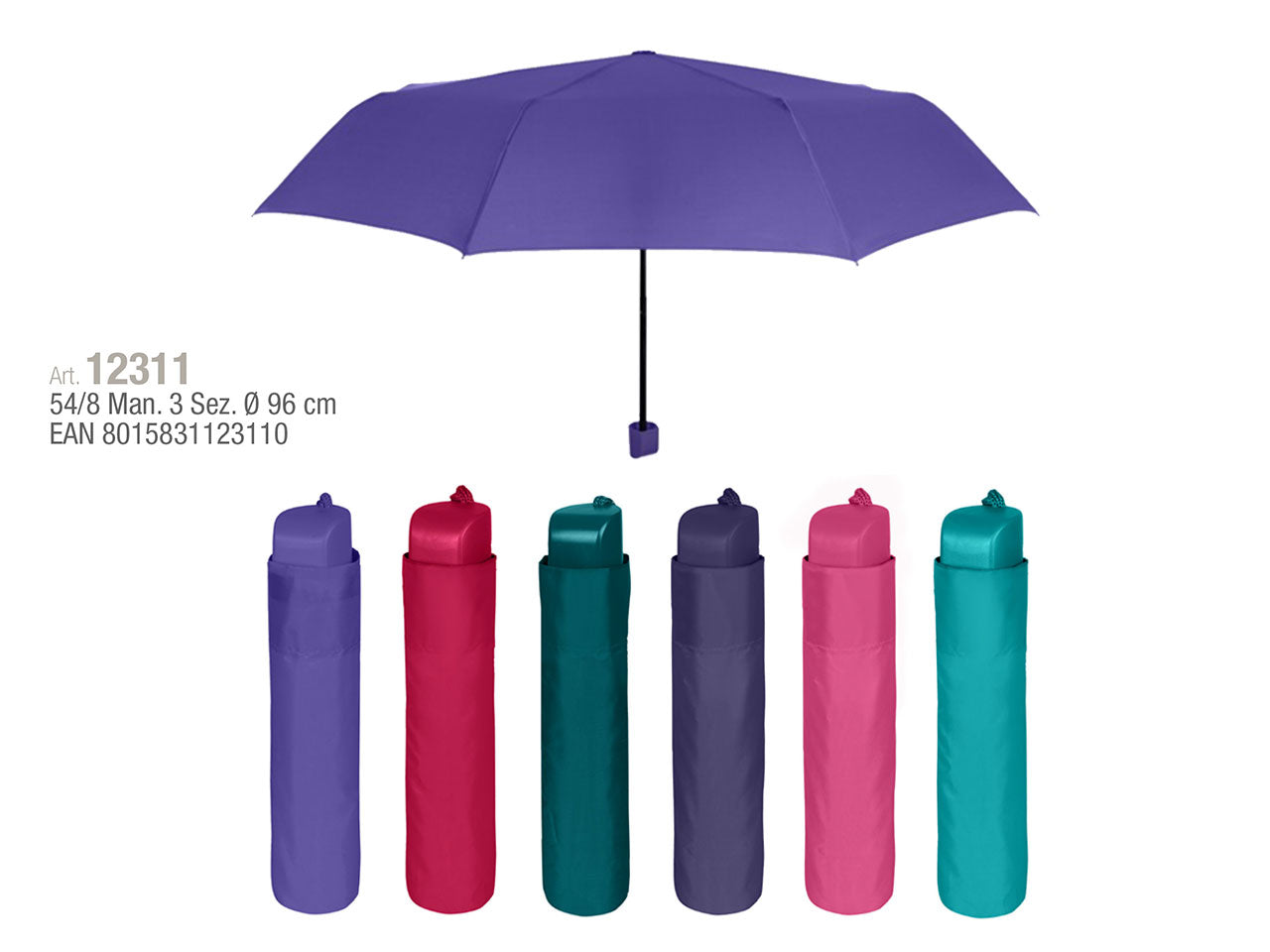 Ombrello mini da donna 54cm con apertura manuale in tinta unita