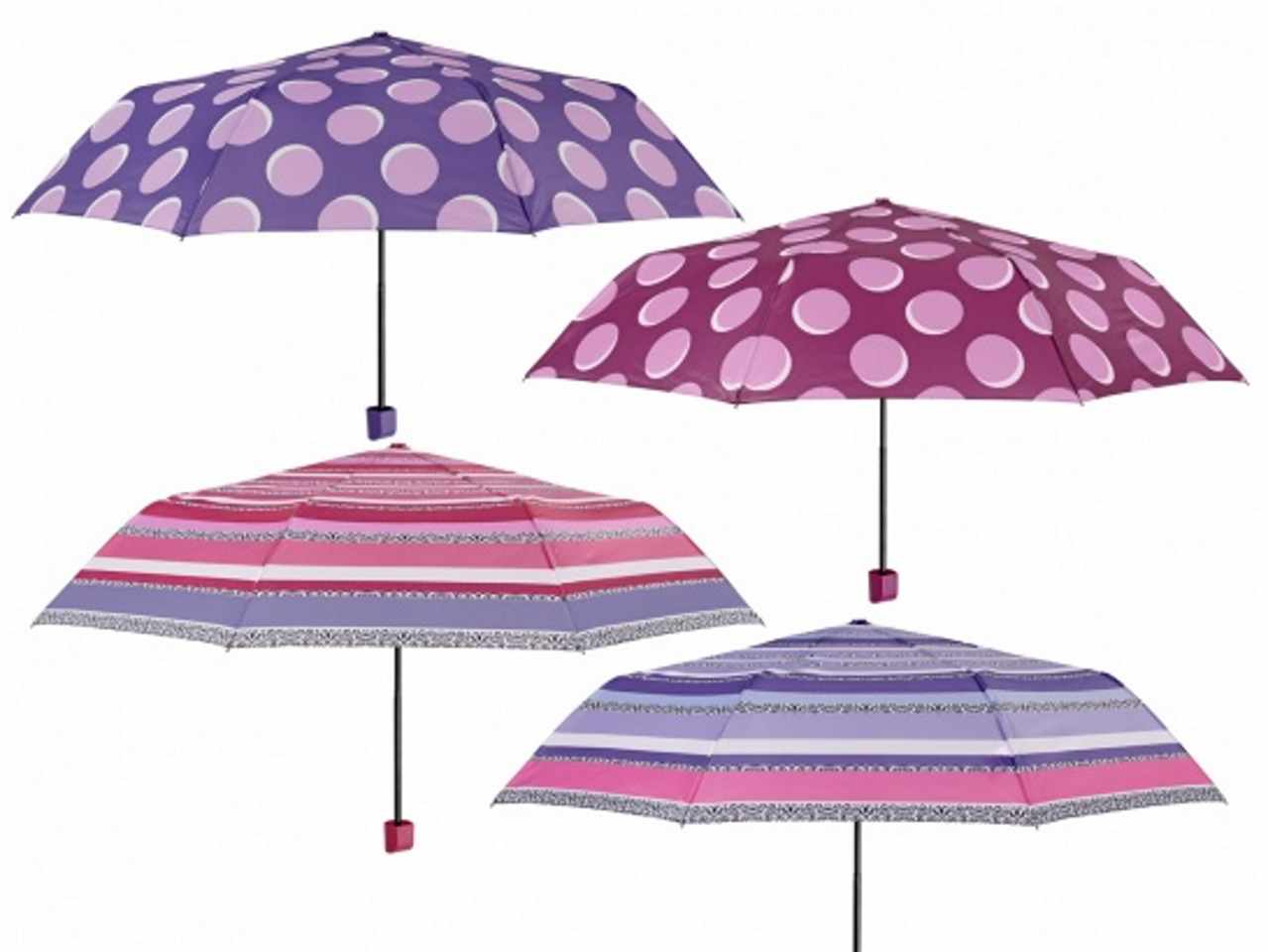 Ombrello mini donna 54cm rigato+pois 12328