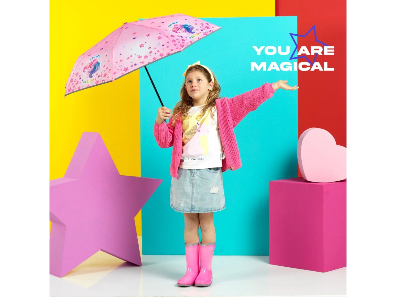 Ombrello mini con apertura manuale 50cm fantasia unicorno cool kids perletti