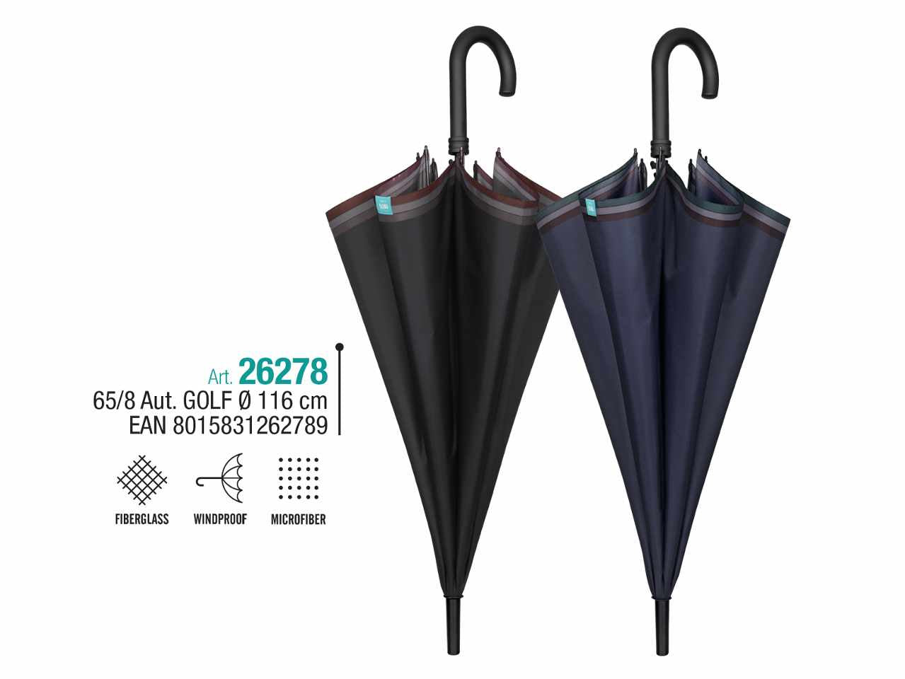 Ombrello uomo golf aut.65/8 bordo rig.26278