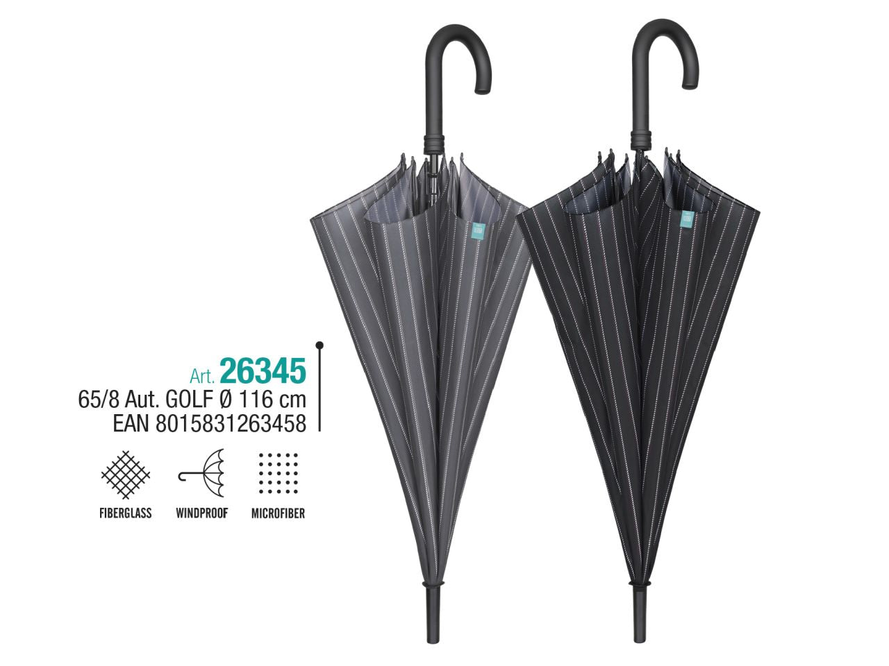 Ombrello da uomo golf con apertura automatica 65/8 gessato perletti