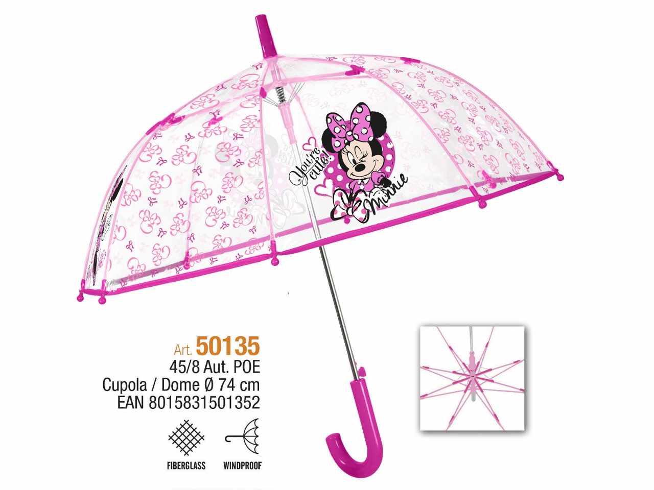 Minnie ombrello auto 45cm poe 50135