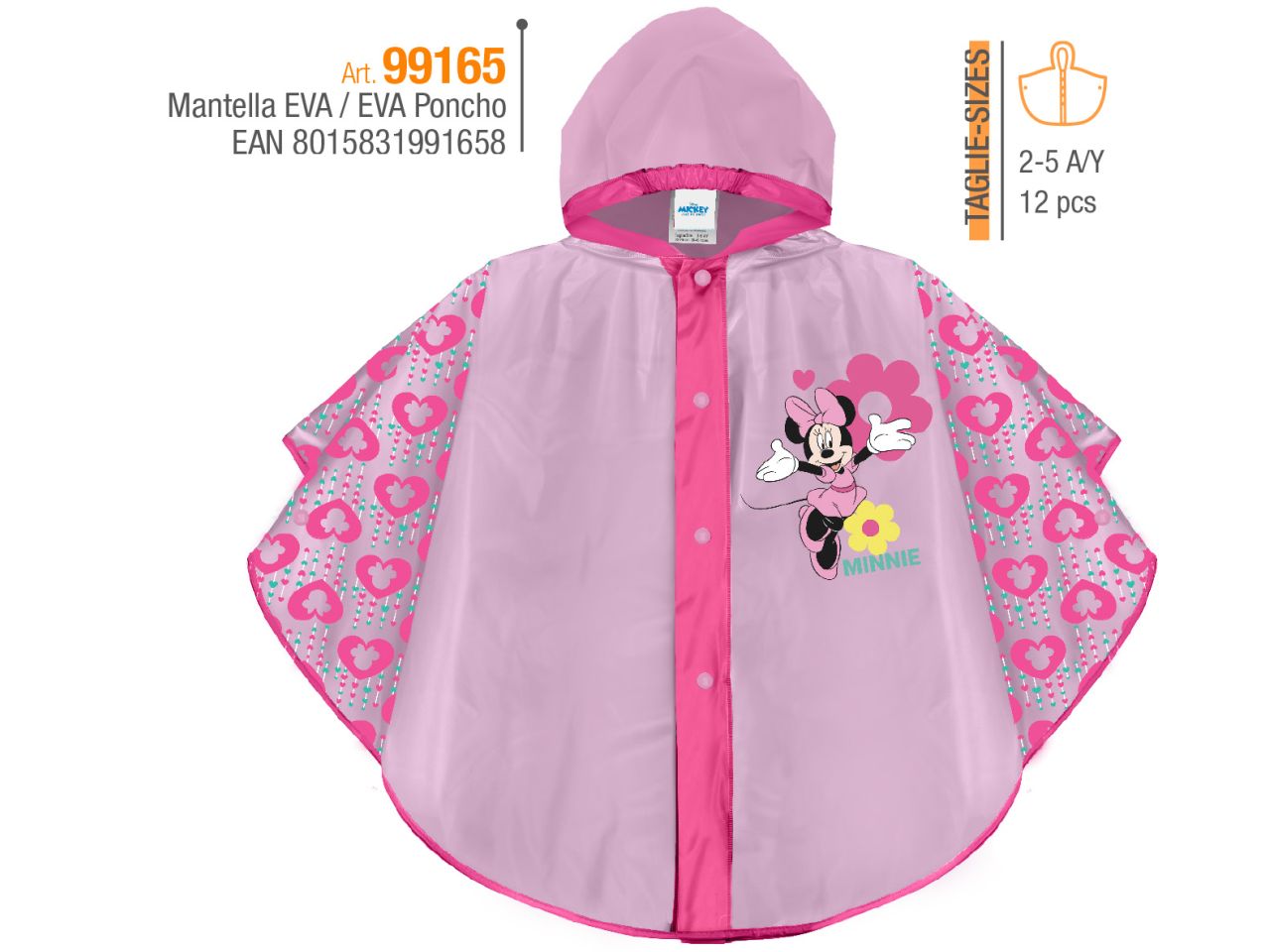 Poncho pioggia fantasia minnie